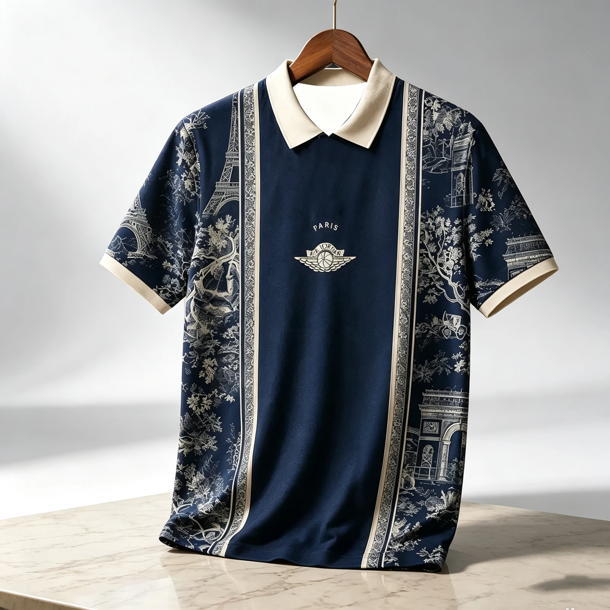 Business High-End Polo Shirt Midnight Paris Jersey Oversized Casual Comfortable Fashionable Sports Top Family Matching Clothing
