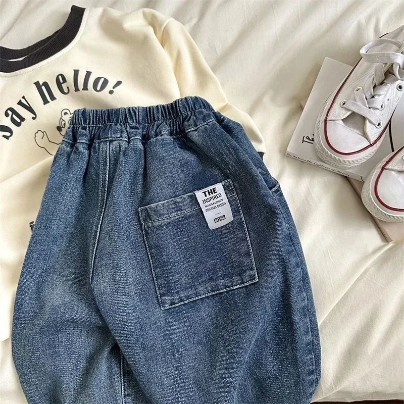 2025 Spring Summer Children's Clothes Girls Jeans Cotton Loose Baby Boys Harem Pants 1-7Year Toddler Kids Casual Denim Trousers