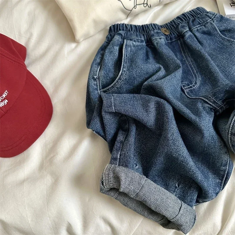 2025 Spring Summer Children's Clothes Girls Jeans Cotton Loose Baby Boys Harem Pants 1-7Year Toddler Kids Casual Denim Trousers