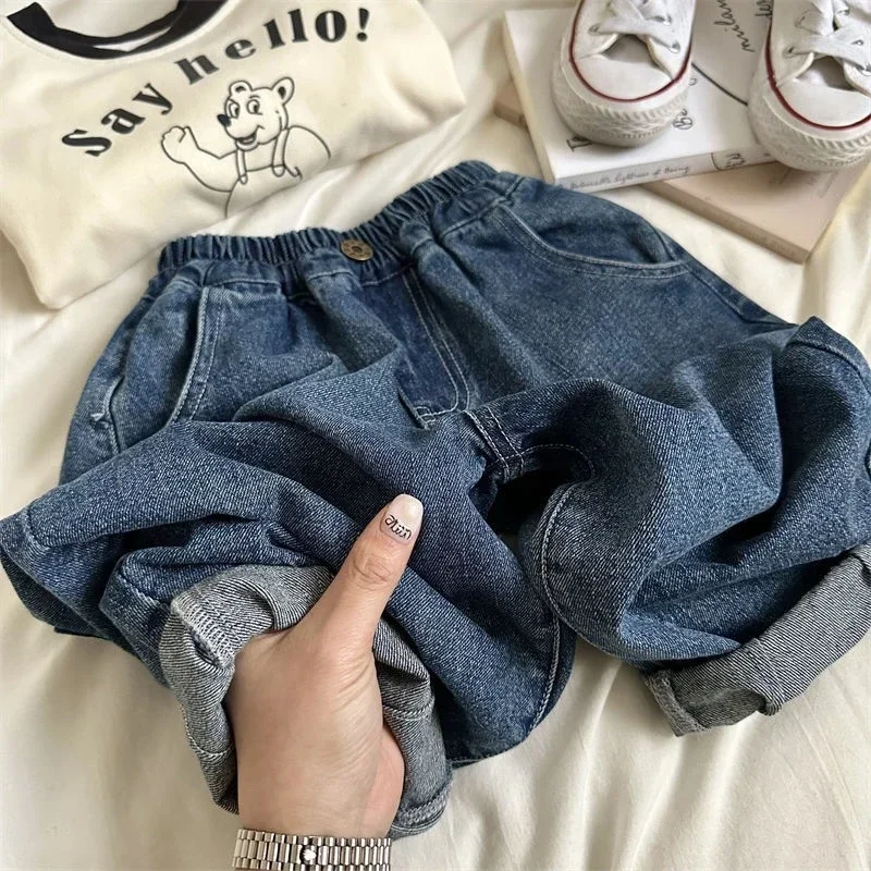2025 Spring Summer Children's Clothes Girls Jeans Cotton Loose Baby Boys Harem Pants 1-7Year Toddler Kids Casual Denim Trousers