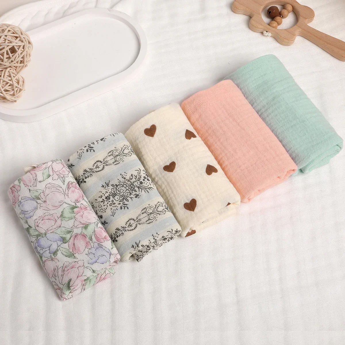 5Pcs Baby Cotton Washcloth Newborn Burp Cloth Square Towels 6-Layer Pure Cotton Soft Absorbent Gauze Cotton Baby Towels