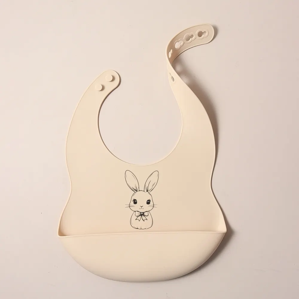 2025 NEW Custom Cartoon Deer Rainbow Silicone Baby Bib with Name & Pattern Food-Grade Solid Feeding Bib DZ31