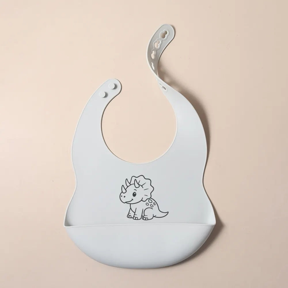 2025 NEW Custom Cartoon Deer Rainbow Silicone Baby Bib with Name & Pattern Food-Grade Solid Feeding Bib DZ31