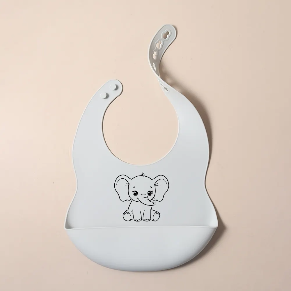 2025 NEW Custom Cartoon Deer Rainbow Silicone Baby Bib with Name & Pattern Food-Grade Solid Feeding Bib DZ31