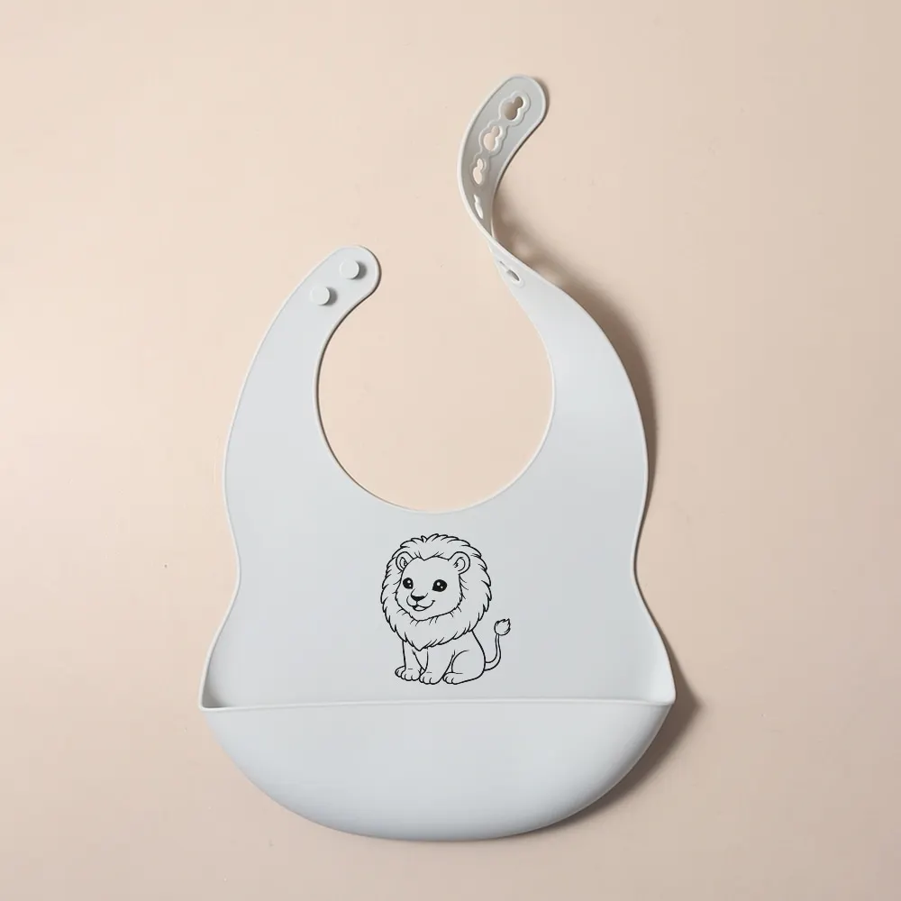 2025 NEW Custom Cartoon Deer Rainbow Silicone Baby Bib with Name & Pattern Food-Grade Solid Feeding Bib DZ31