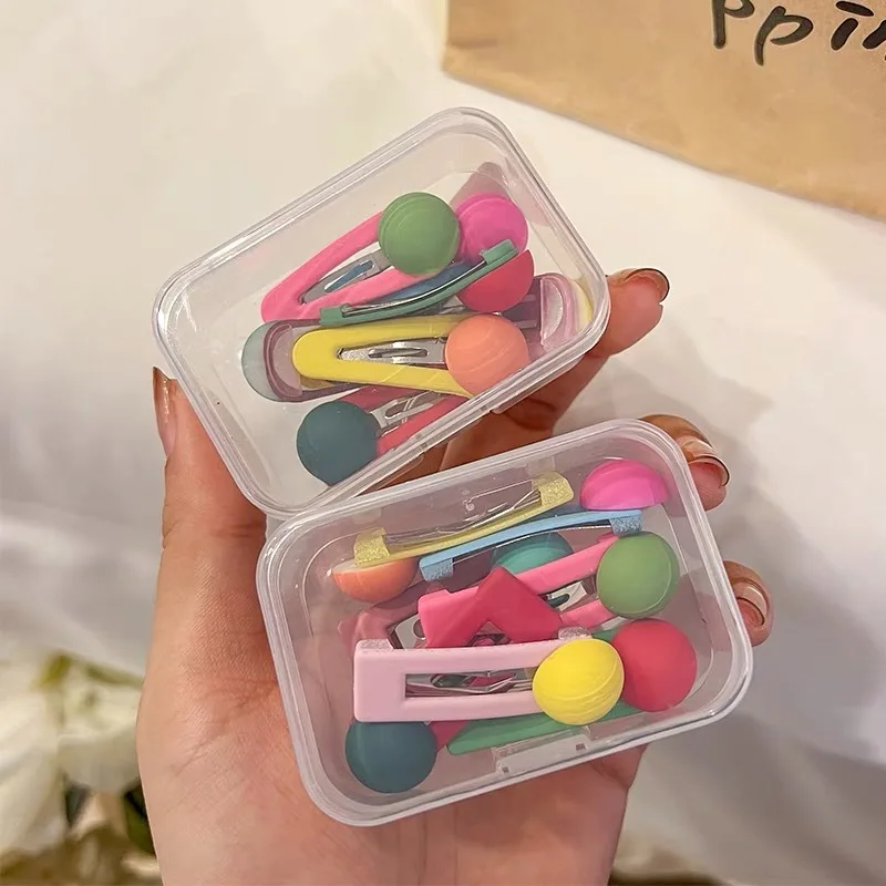 New Cute Sweet Colorful Candy Bean Hair Clips for Girls - Vibrant BB Barrettes, Kids' Bangs Side Clips in a Box, Adorable Gift