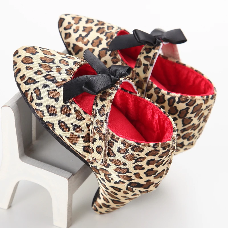 Princess Style Newborn Baby Girl Cute Shoes Solid Color Bow High Heels First Step Toddler Walk Party Dress Footwear