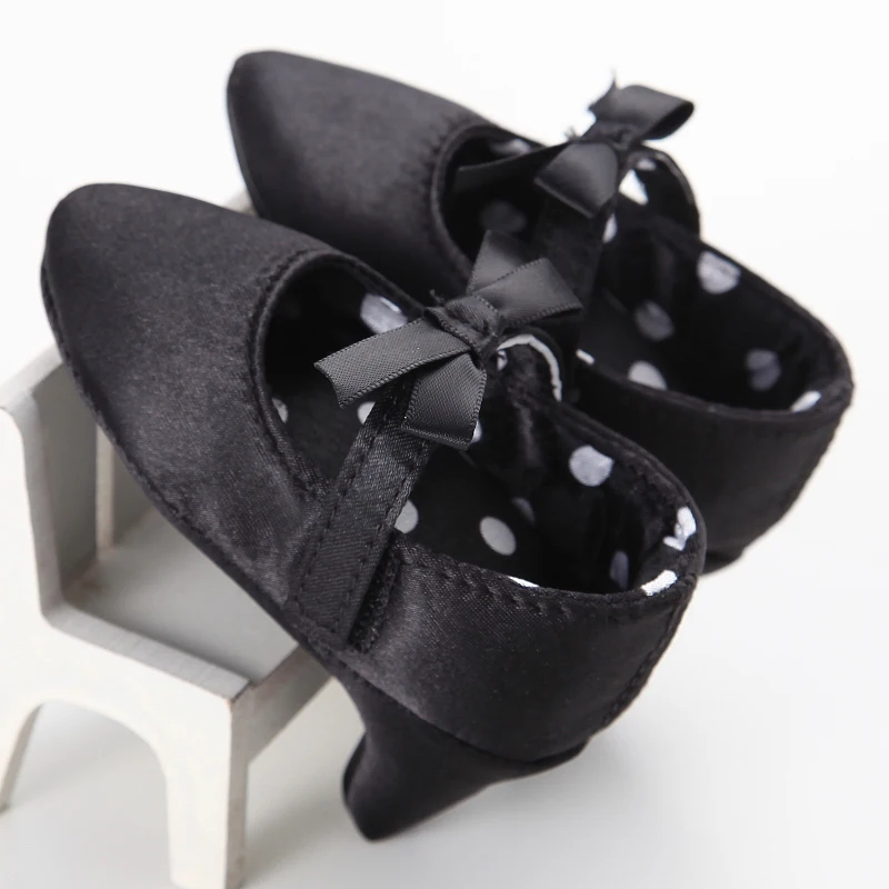 Princess Style Newborn Baby Girl Cute Shoes Solid Color Bow High Heels First Step Toddler Walk Party Dress Footwear