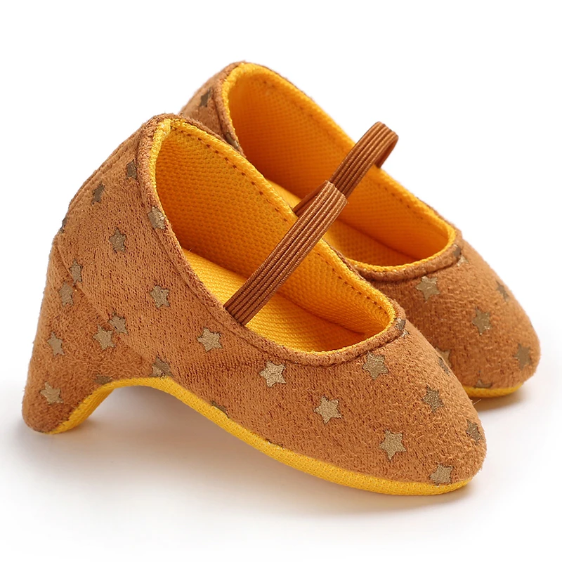 Princess Style Newborn Baby Girl Cute Shoes Solid Color Bow High Heels First Step Toddler Walk Party Dress Footwear