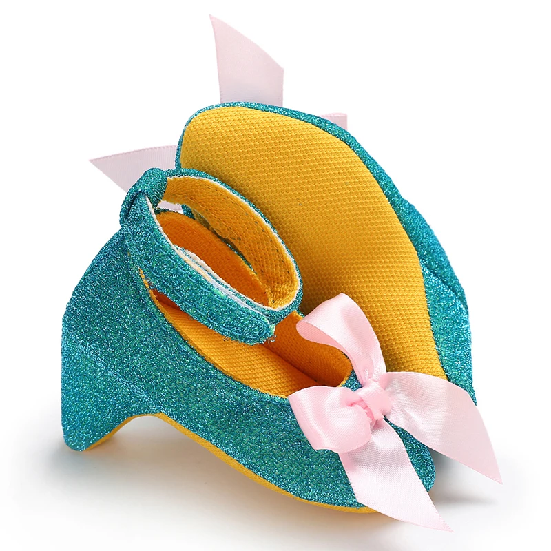 Princess Style Newborn Baby Girl Cute Shoes Solid Color Bow High Heels First Step Toddler Walk Party Dress Footwear