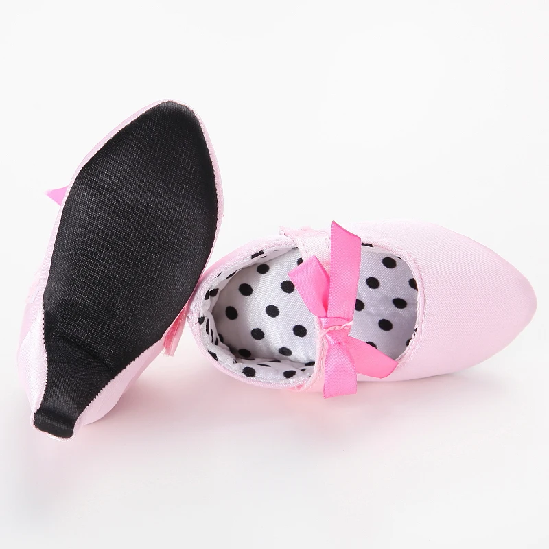 Princess Style Newborn Baby Girl Cute Shoes Solid Color Bow High Heels First Step Toddler Walk Party Dress Footwear