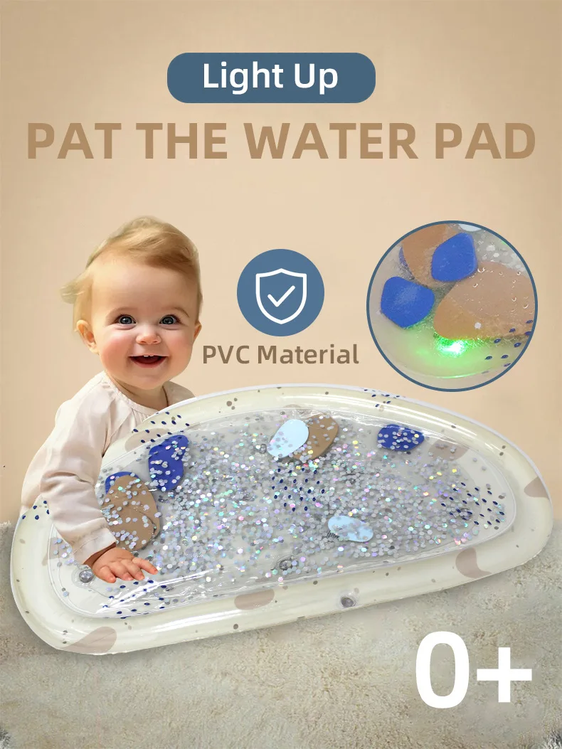Inflatable Baby Water Play Mat PVC Toddler Tummy Time Cushion Infant Development Activity Pad for Kids Early Education