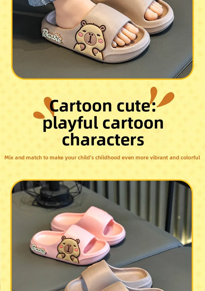 Children Slippers Cute Cartoon Girl Home Slippers 2-16 Years Old Capibala Boys Non Slip Soft Soled Bathroom Slippers