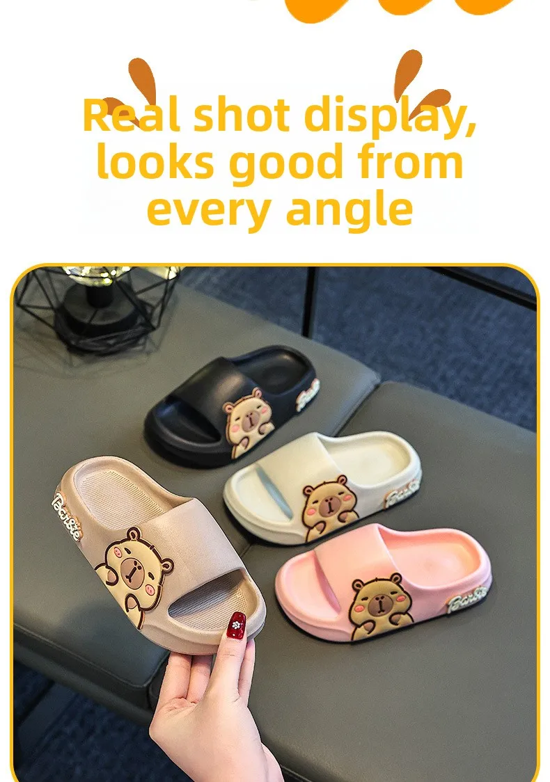 Children Slippers Cute Cartoon Girl Home Slippers 2-16 Years Old Capibala Boys Non Slip Soft Soled Bathroom Slippers