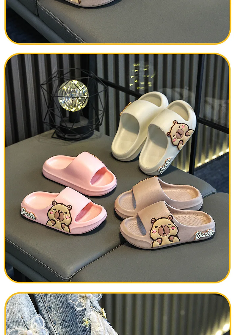 Children Slippers Cute Cartoon Girl Home Slippers 2-16 Years Old Capibala Boys Non Slip Soft Soled Bathroom Slippers