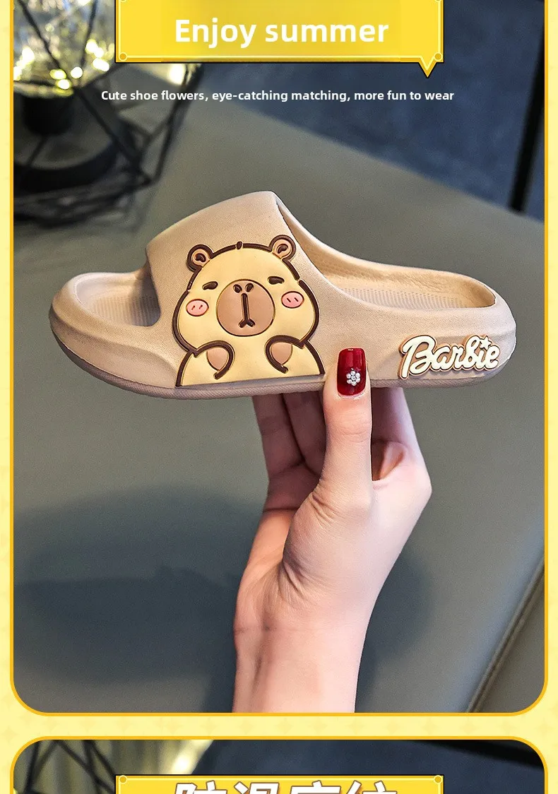 Children Slippers Cute Cartoon Girl Home Slippers 2-16 Years Old Capibala Boys Non Slip Soft Soled Bathroom Slippers