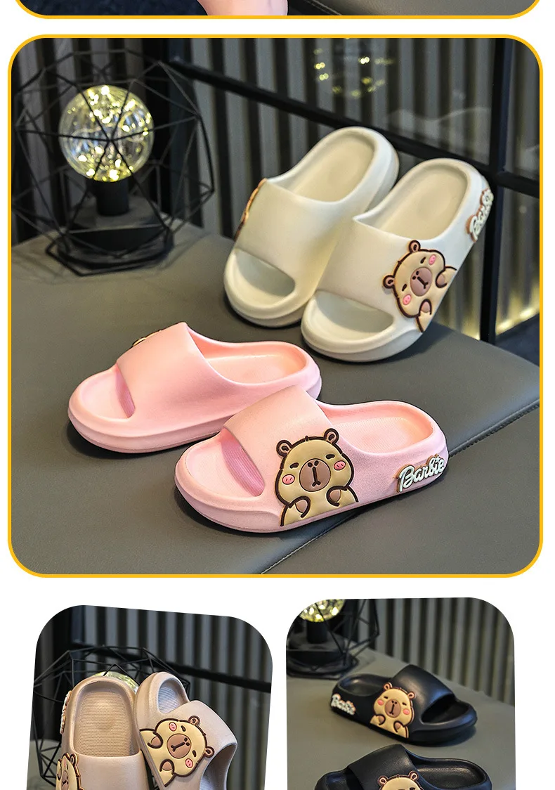 Children Slippers Cute Cartoon Girl Home Slippers 2-16 Years Old Capibala Boys Non Slip Soft Soled Bathroom Slippers