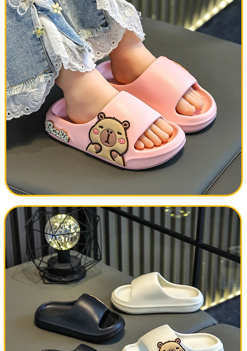 Children Slippers Cute Cartoon Girl Home Slippers 2-16 Years Old Capibala Boys Non Slip Soft Soled Bathroom Slippers