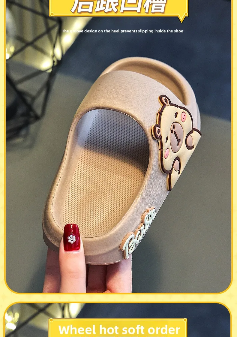 Children Slippers Cute Cartoon Girl Home Slippers 2-16 Years Old Capibala Boys Non Slip Soft Soled Bathroom Slippers