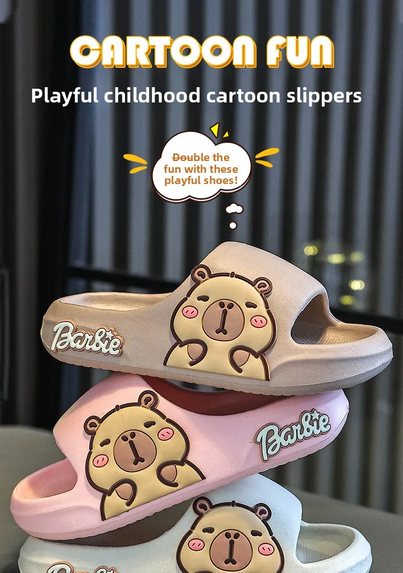 Children Slippers Cute Cartoon Girl Home Slippers 2-16 Years Old Capibala Boys Non Slip Soft Soled Bathroom Slippers