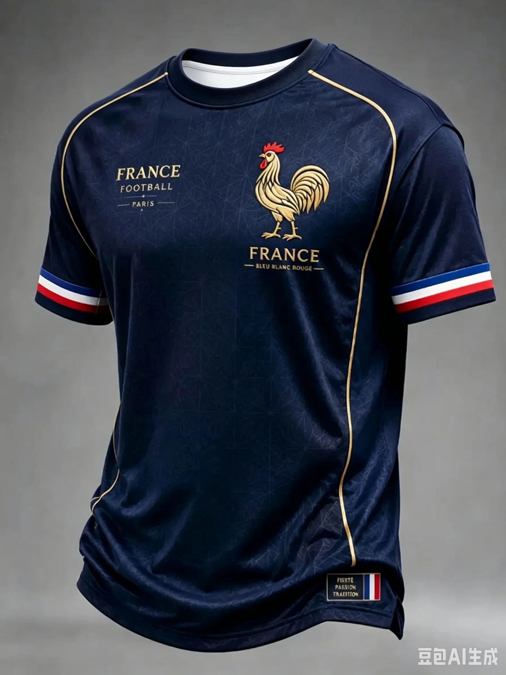 Vintage France Rooster 3D Printed Soccer Jersey Paris Inspired Graphic Blue Short Sleeve Unisex Football Fan Sports Tee Tops