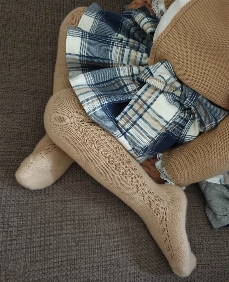 Baby Boys Girls Tights Autumn Cotton Kids Toddler Stockings Breathable Solid Cute Infant Hollow Princess Pantyhose For 0-6Yrs