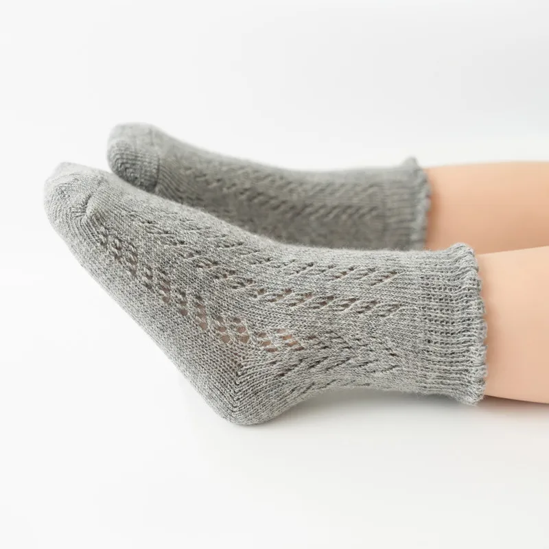 New Baby Boys Girls Socks Solid Breathable Children Short Socks Hollow Out Toddlers Kids Cotton Princess Cute Socks For 0-8Years