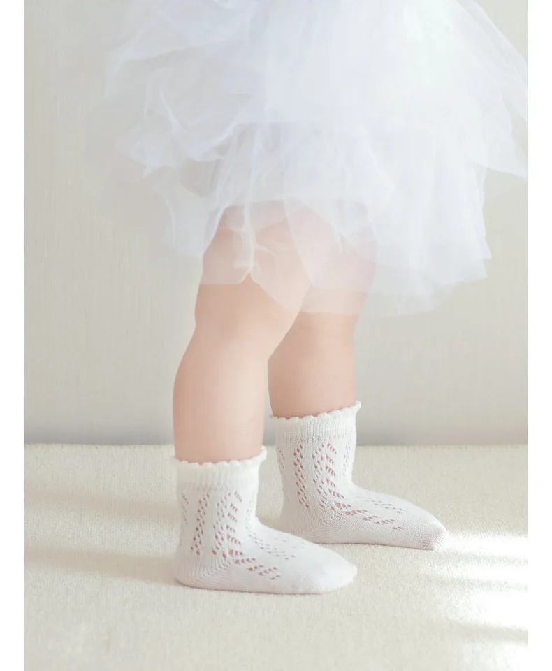 New Baby Boys Girls Socks Solid Breathable Children Short Socks Hollow Out Toddlers Kids Cotton Princess Cute Socks For 0-8Years