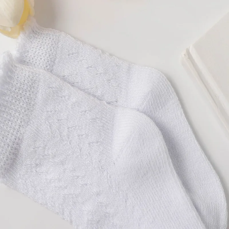New Baby Boys Girls Socks Solid Breathable Children Short Socks Hollow Out Toddlers Kids Cotton Princess Cute Socks For 0-8Years