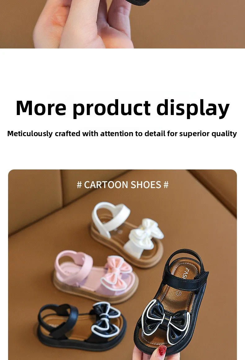 New Fashionable Girls Sandals Summer Bow Princess Sandals 3-14 Years Old Students Children Outside Wearing Versatile Sandals
