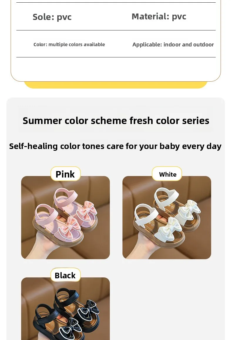New Fashionable Girls Sandals Summer Bow Princess Sandals 3-14 Years Old Students Children Outside Wearing Versatile Sandals