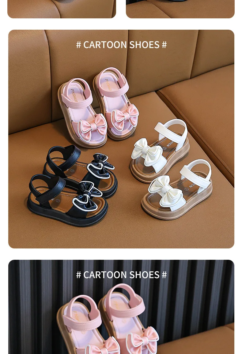 New Fashionable Girls Sandals Summer Bow Princess Sandals 3-14 Years Old Students Children Outside Wearing Versatile Sandals