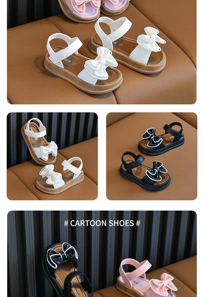 New Fashionable Girls Sandals Summer Bow Princess Sandals 3-14 Years Old Students Children Outside Wearing Versatile Sandals