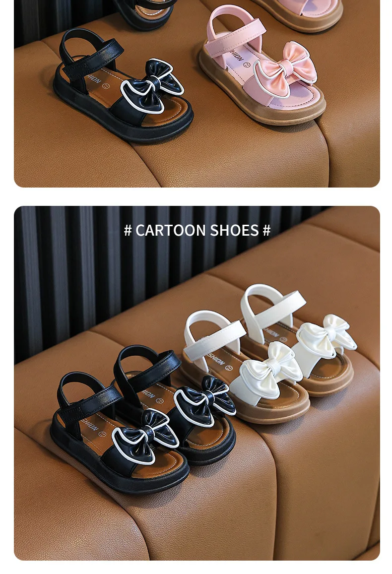 New Fashionable Girls Sandals Summer Bow Princess Sandals 3-14 Years Old Students Children Outside Wearing Versatile Sandals