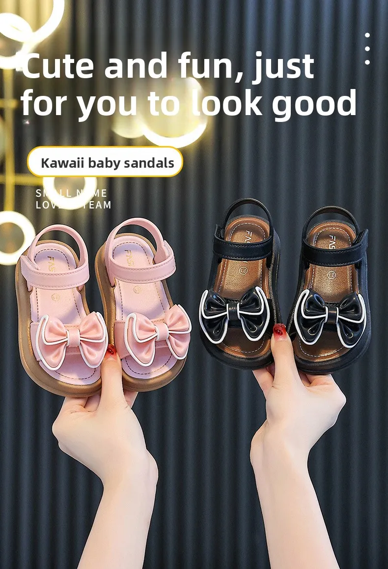 New Fashionable Girls Sandals Summer Bow Princess Sandals 3-14 Years Old Students Children Outside Wearing Versatile Sandals