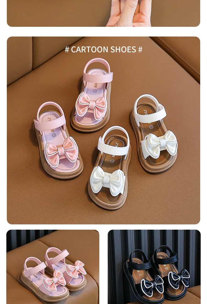 New Fashionable Girls Sandals Summer Bow Princess Sandals 3-14 Years Old Students Children Outside Wearing Versatile Sandals