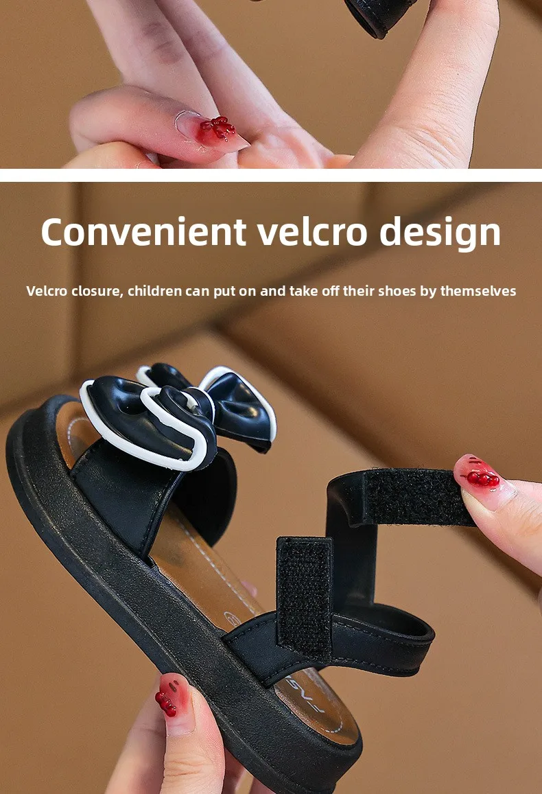 New Fashionable Girls Sandals Summer Bow Princess Sandals 3-14 Years Old Students Children Outside Wearing Versatile Sandals