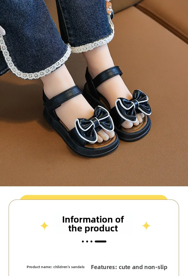 New Fashionable Girls Sandals Summer Bow Princess Sandals 3-14 Years Old Students Children Outside Wearing Versatile Sandals
