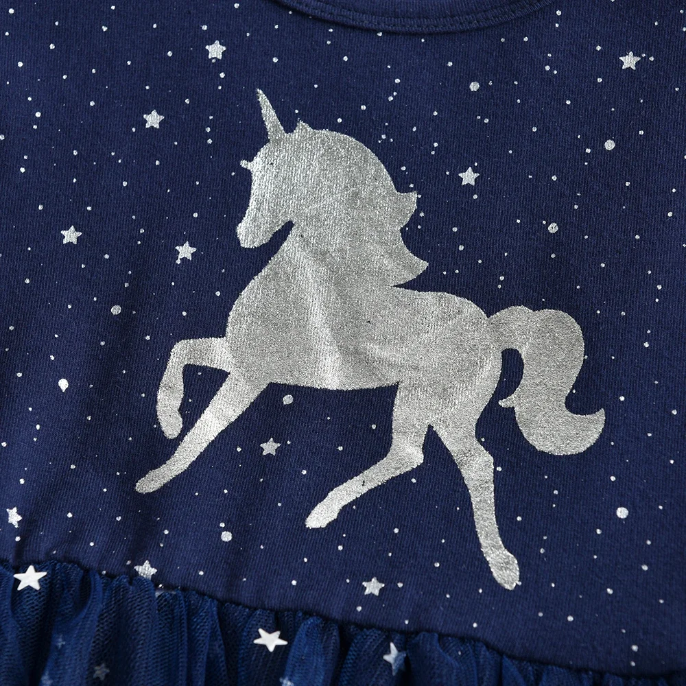 VIKITA Kids Unicorn Dresses for Girls Birthday Party Prom Gown Princess Dress Kids Long Sleeve Spring Autumn Dress Girl Clothes