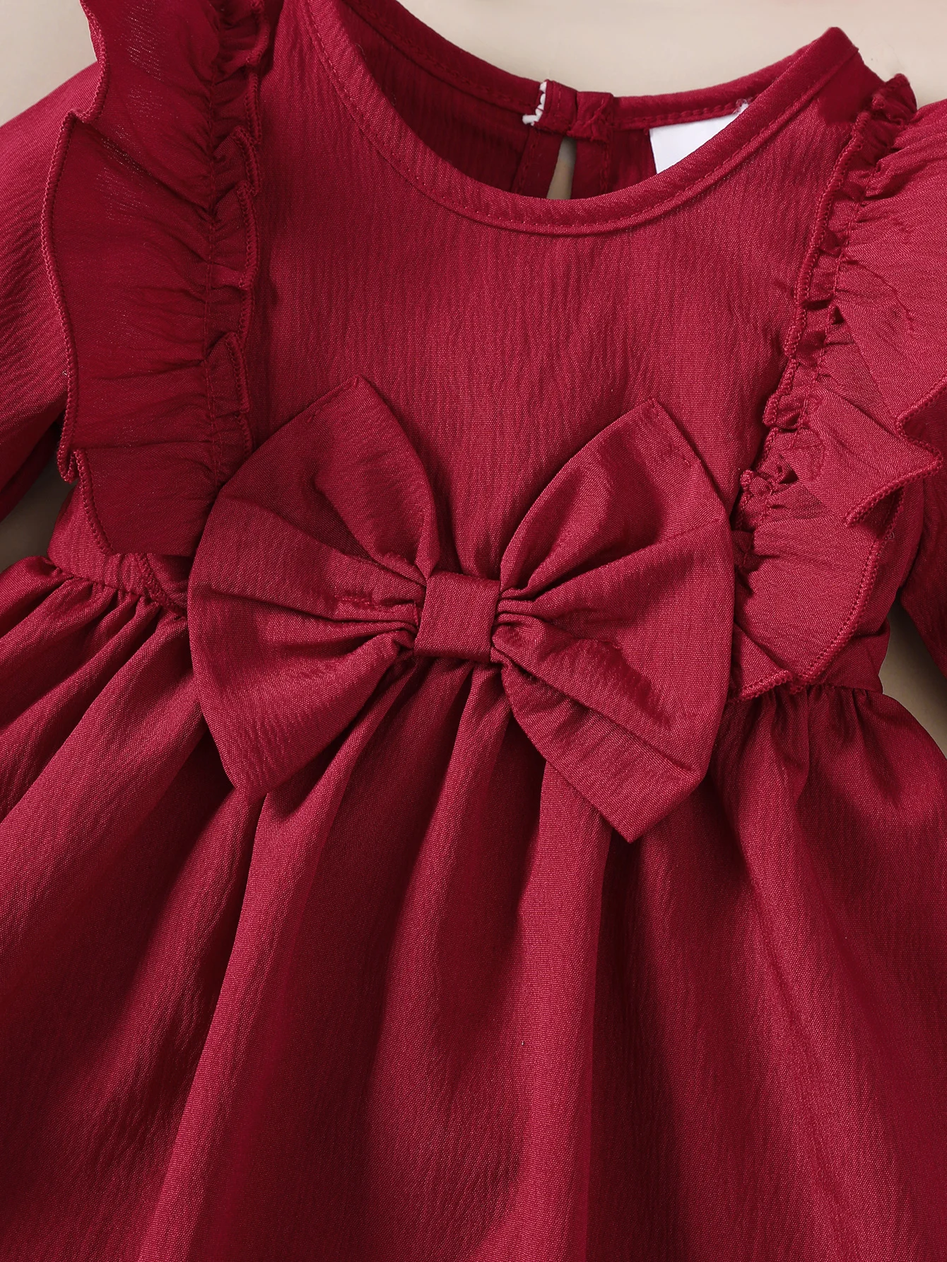 Baby Girl Autumn Dress Ruffled Edges and Bow, Long-Sleeved Dress+Headband for 0-18 Months Cute Baby Girl Holiday Party Costume