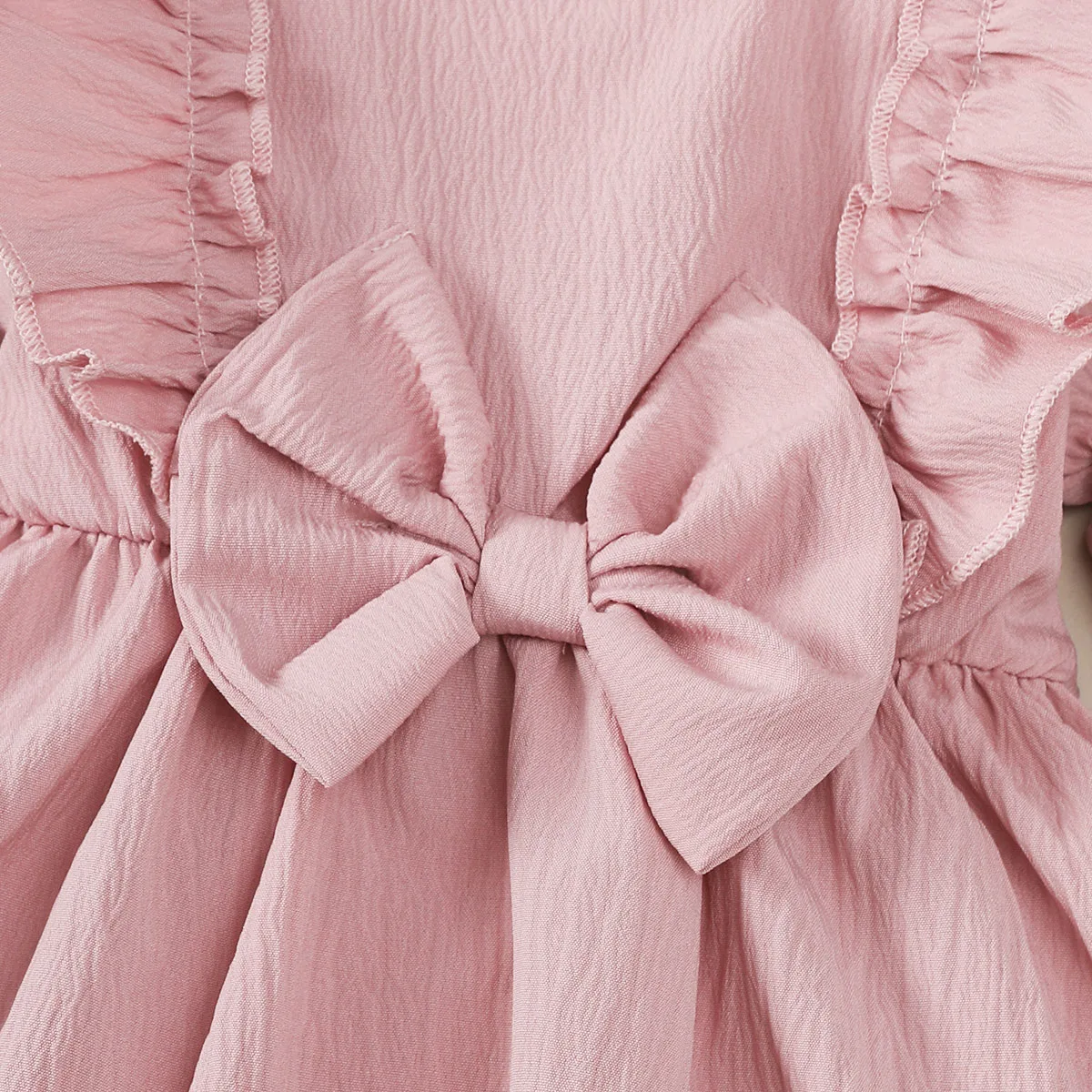 Baby Girl Autumn Dress Ruffled Edges and Bow, Long-Sleeved Dress+Headband for 0-18 Months Cute Baby Girl Holiday Party Costume