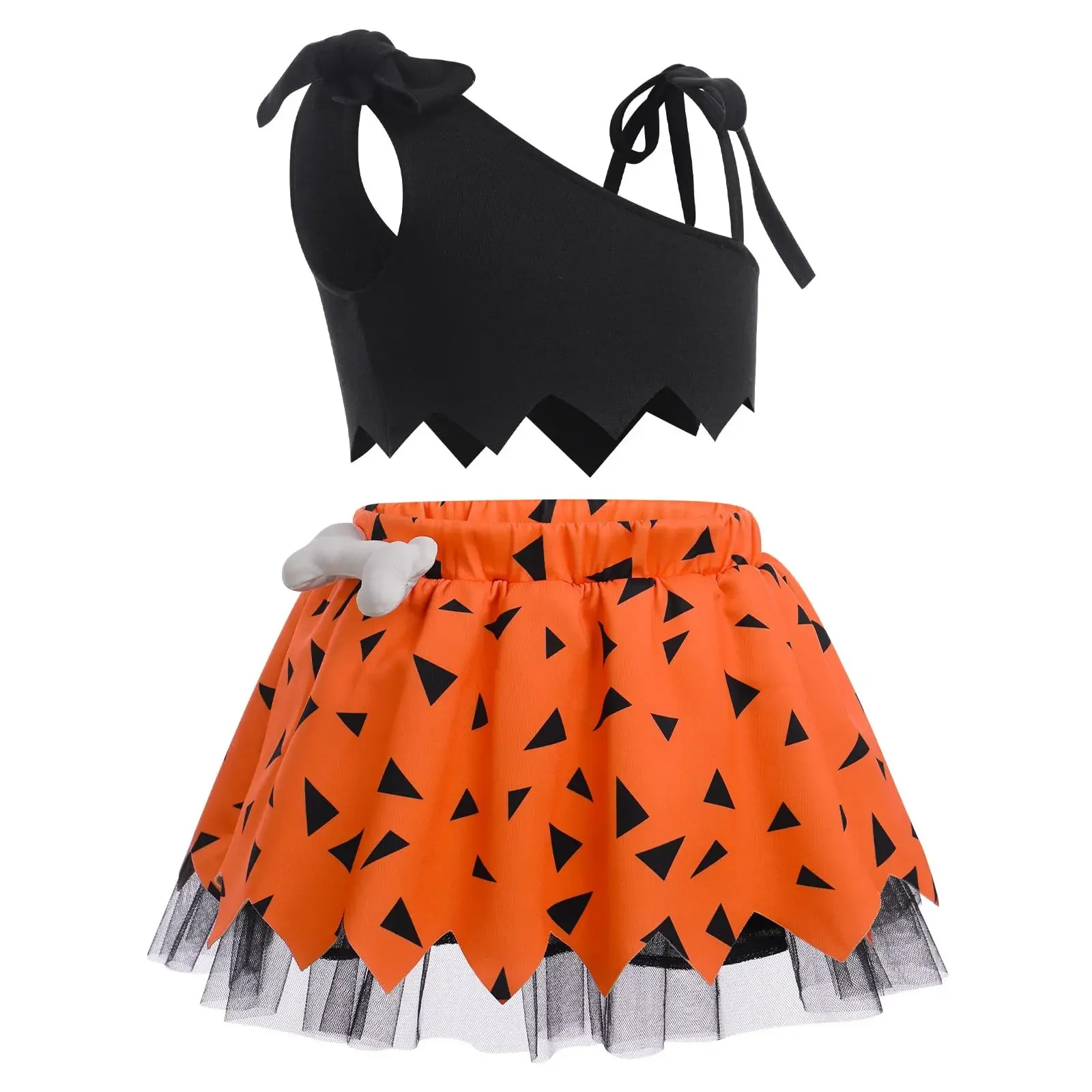 Halloween Caveman Dress For Girls Boys Clothes Off Shoulder Dog Bones Dresses Historical Stone Age Party Kids Halloween Costume