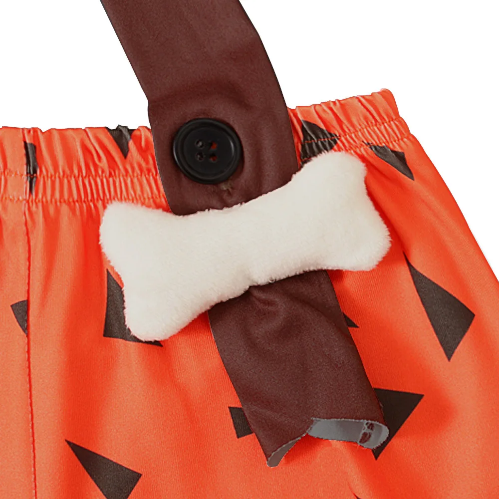 Halloween Caveman Dress For Girls Boys Clothes Off Shoulder Dog Bones Dresses Historical Stone Age Party Kids Halloween Costume