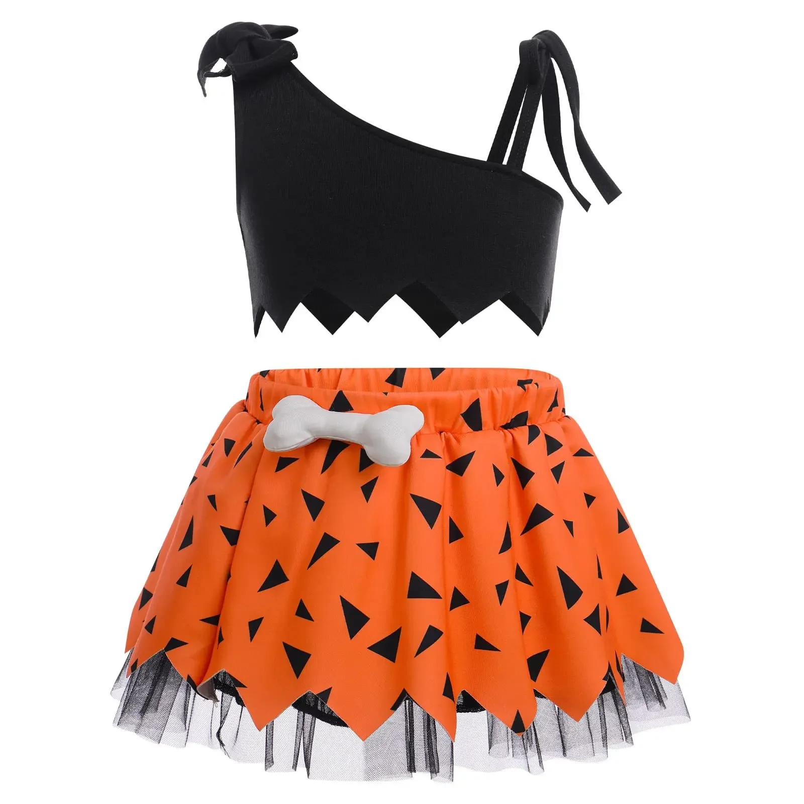 Halloween Caveman Dress For Girls Boys Clothes Off Shoulder Dog Bones Dresses Historical Stone Age Party Kids Halloween Costume