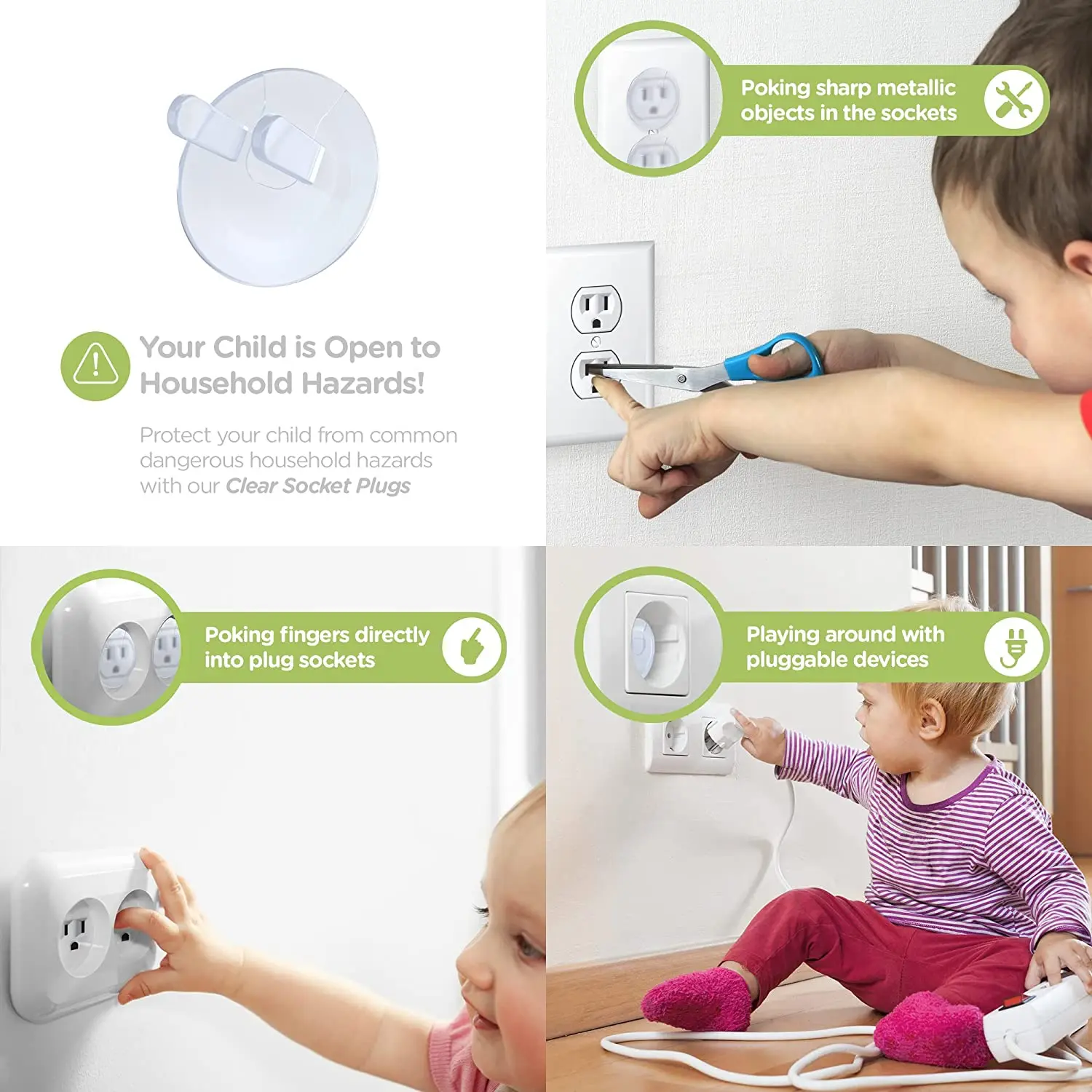 10pcs Outlet Covers, American Standard Baby Proofing Safety Child Secure Electric Plug Protectors
