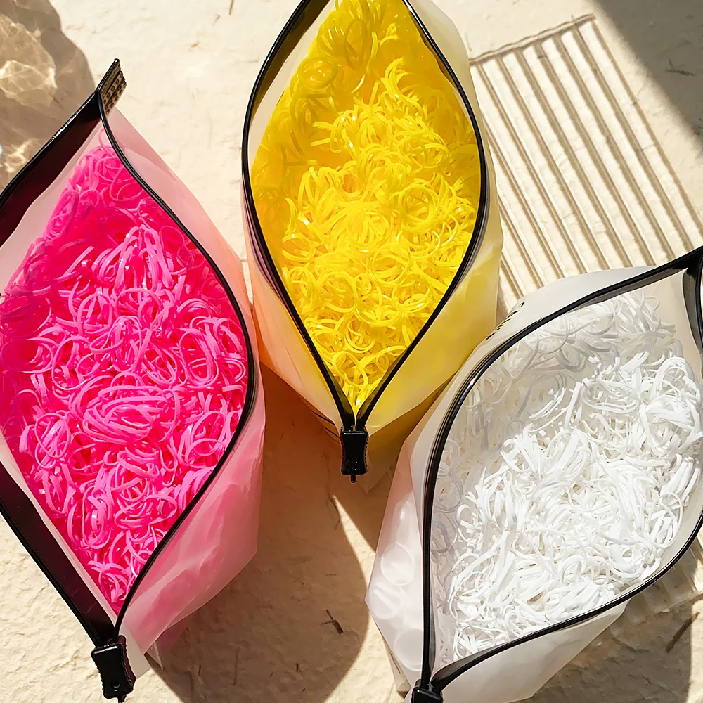 500/1000Pcs/bag Girls Colourful Disposable Rubber Band Hair Ties Headband Children Ponytail Holder Bands Kids Hair Accessories