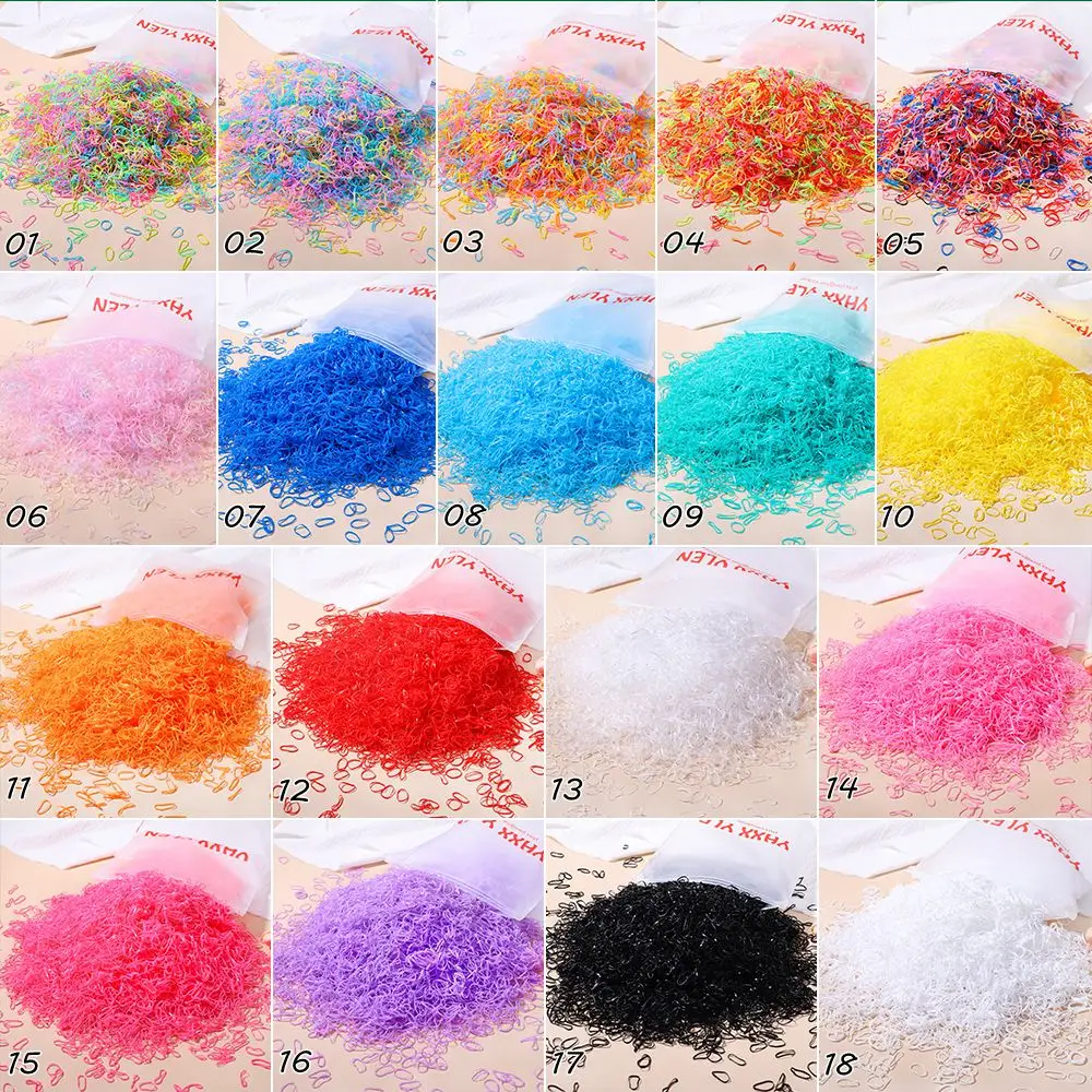 500/1000Pcs/bag Girls Colourful Disposable Rubber Band Hair Ties Headband Children Ponytail Holder Bands Kids Hair Accessories