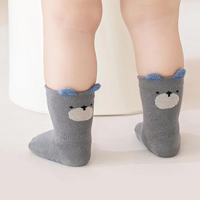 5 Pairs Kids Non-Slip Socks Cute Cartoon Pattern Baby Boys Girls Floor Socks Comfortable for Toddler Children