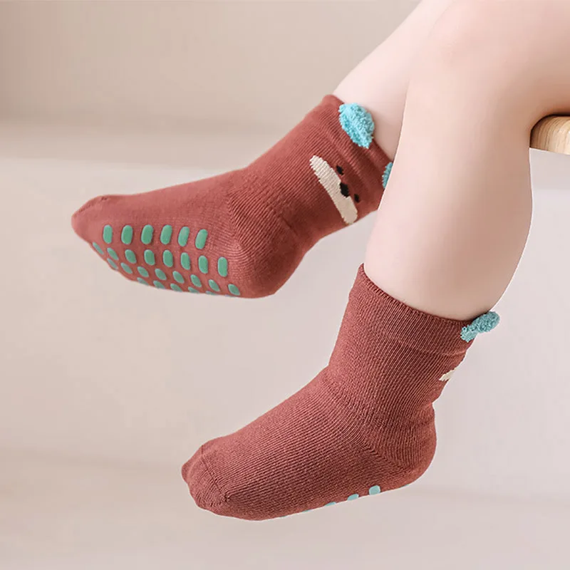 5 Pairs Kids Non-Slip Socks Cute Cartoon Pattern Baby Boys Girls Floor Socks Comfortable for Toddler Children