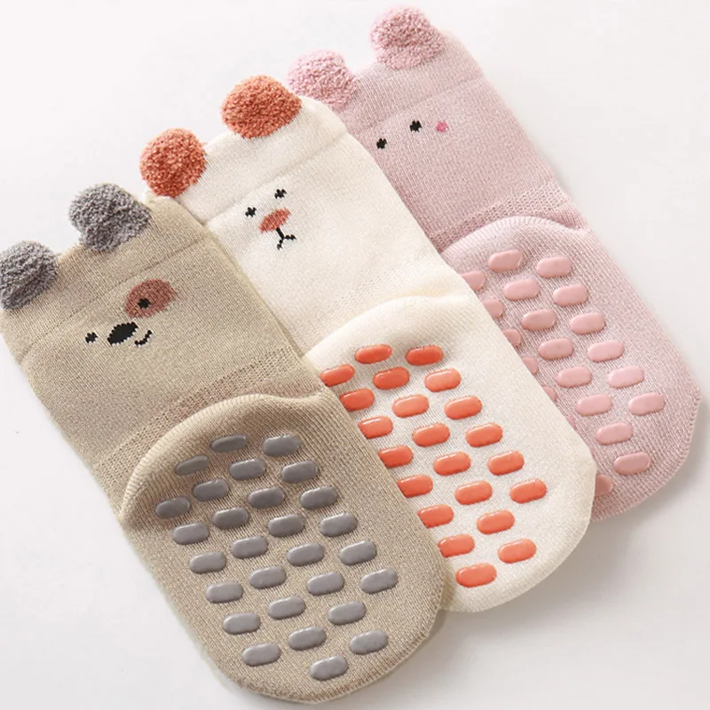 5 Pairs Kids Non-Slip Socks Cute Cartoon Pattern Baby Boys Girls Floor Socks Comfortable for Toddler Children